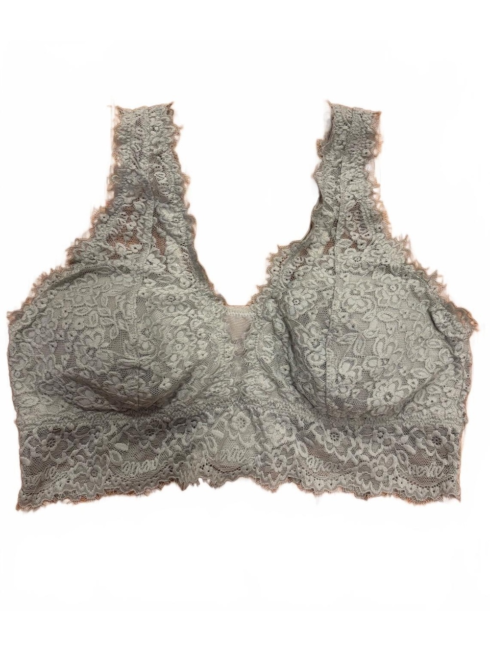 Aerie Lace Bralette Size L/G Light Green Adjustable Straps Soft Nylon Blend